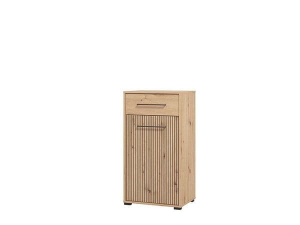 Lazlo Slatted Artisan Oak Effect Low Narrow Hallway Sideboard - 11013433