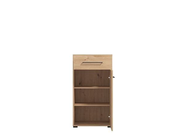 Lazlo Slatted Artisan Oak Effect Low Narrow Hallway Sideboard - 11013433