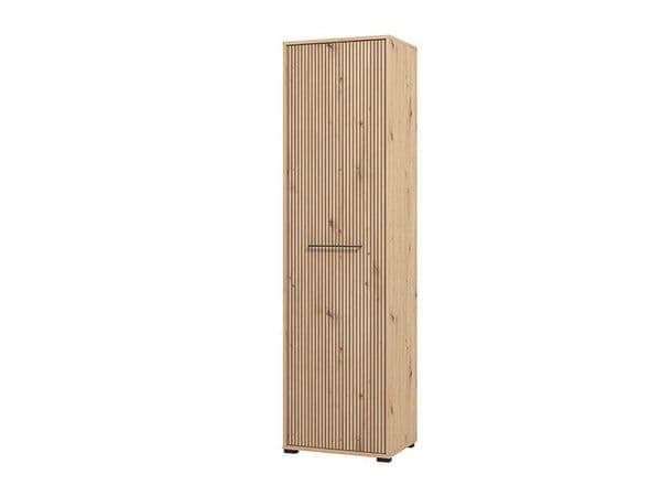 Lazlo Slatted Artisan Oak Effect Slim Wardrobe - 11013431