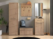 Lazlo Slatted Artisan Oak Effect Slim Wardrobe - 11013431