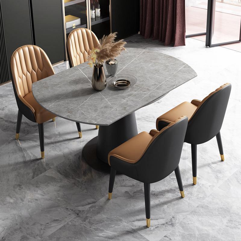 Detail view of Lessie Extendable Dining Table, Sintered Stone with folding dining room table and chairs