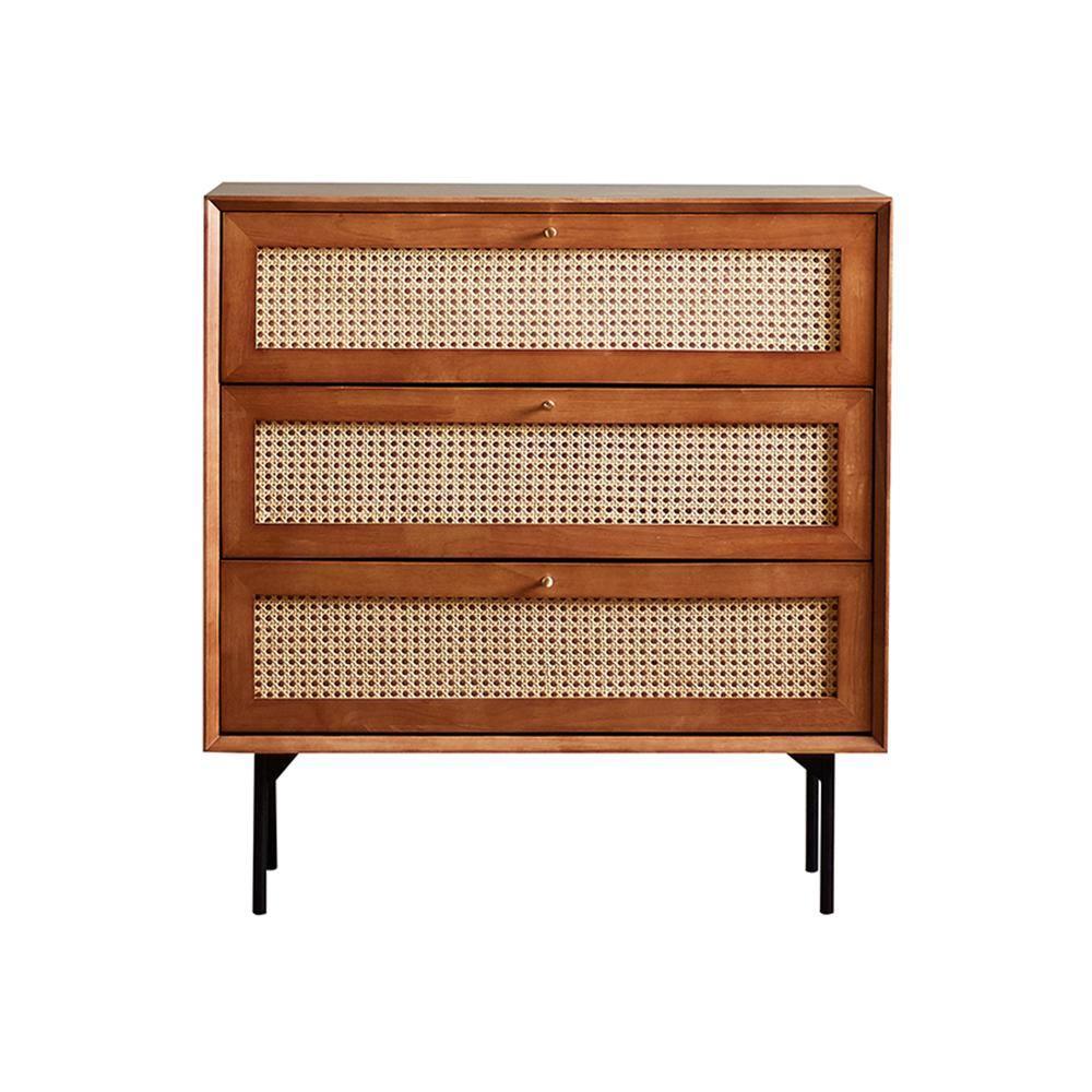 Xavier Sideboard, Side Cabinet, Rattan, side view of grey gloss sideboard