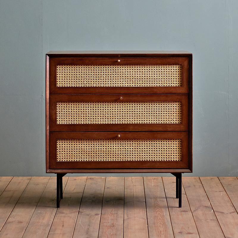 Xavier Sideboard, Side Cabinet, Rattan in a lifestyle setting with grey sideboards