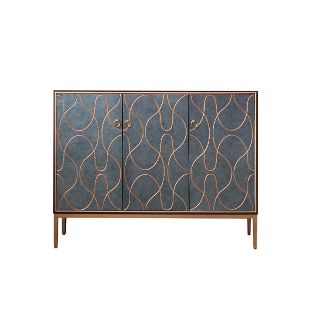 Liana Sideboard, Grey Blue in a lifestyle setting with beige sideboard