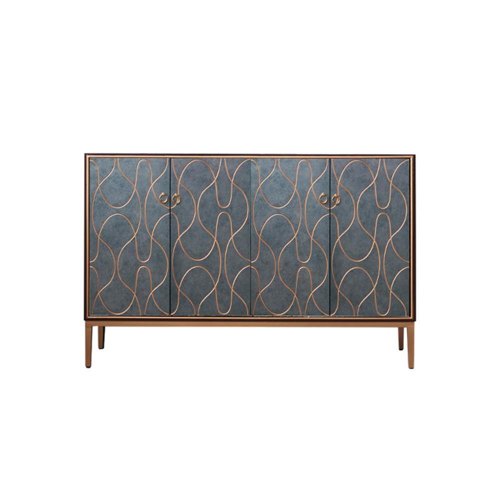 Liana Sideboard, Grey Blue, side view of antique sideboards