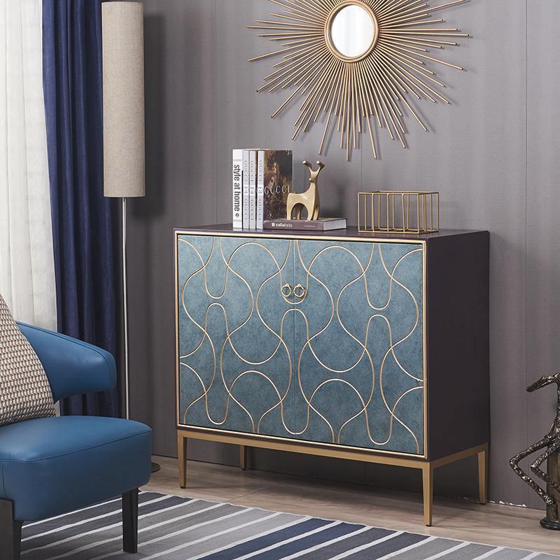 Liana Sideboard, Grey Blue with black and gold sideboard