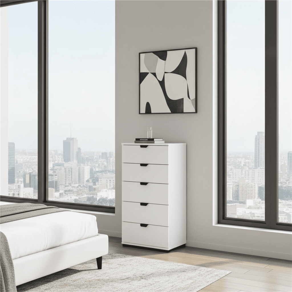 Limone Arctic White Narrow 5 Drawer Chest - 11008310