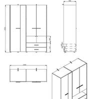 Limone Grey Oak 4 Door Wardrobe - 11008265