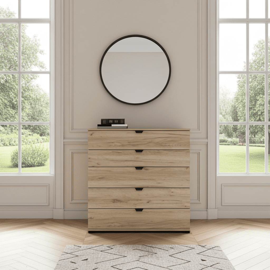 Limone Oak Effect Wide 5 Drawer Chest - 11008295