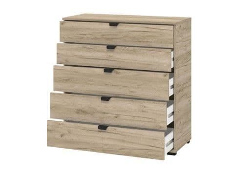 Limone Oak Effect Wide 5 Drawer Chest - 11008295
