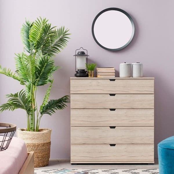 Limone Oak Effect Wide 5 Drawer Chest - 11008295