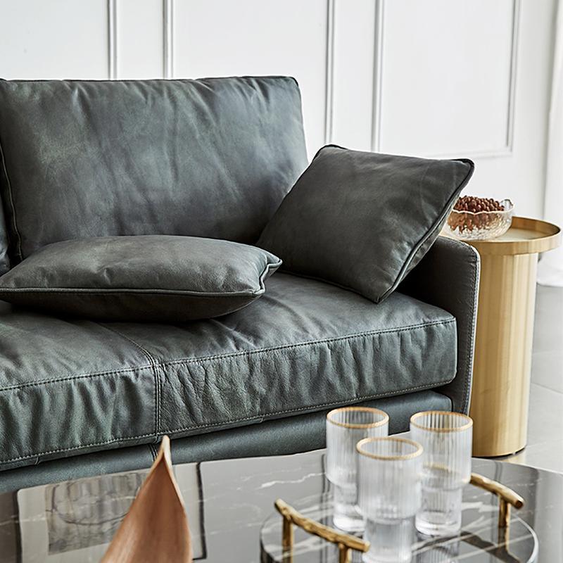 Luna Three Seaters Sofa, Three Seater Corner Sofa, Real Leather with right corner sofa