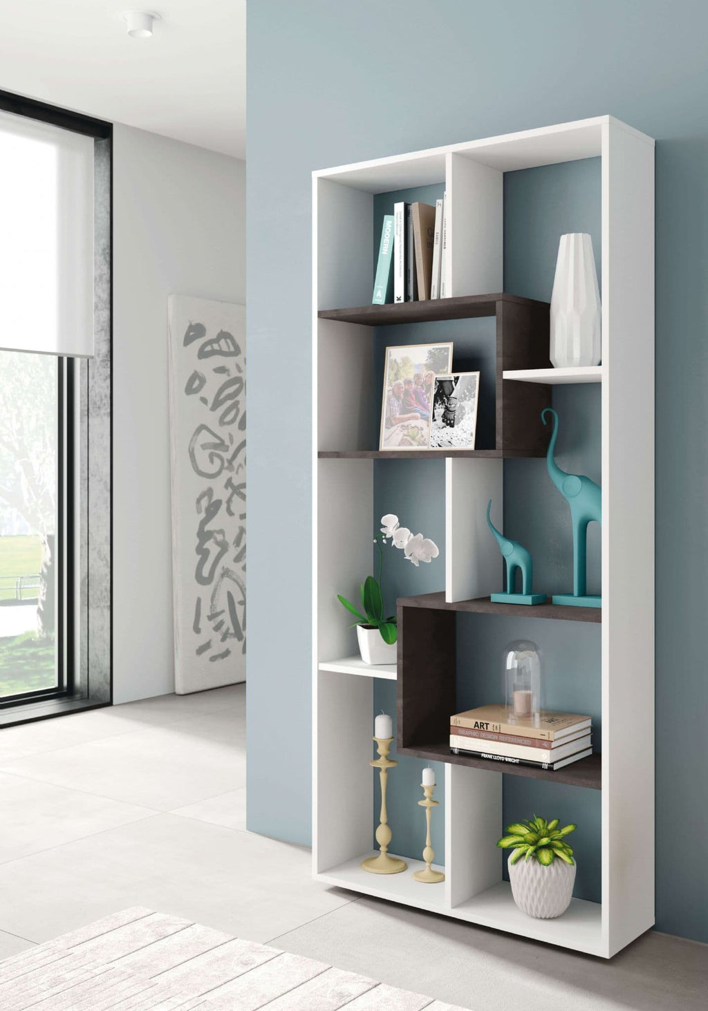 Malibu White And Dark Brown Bookcase - 2942