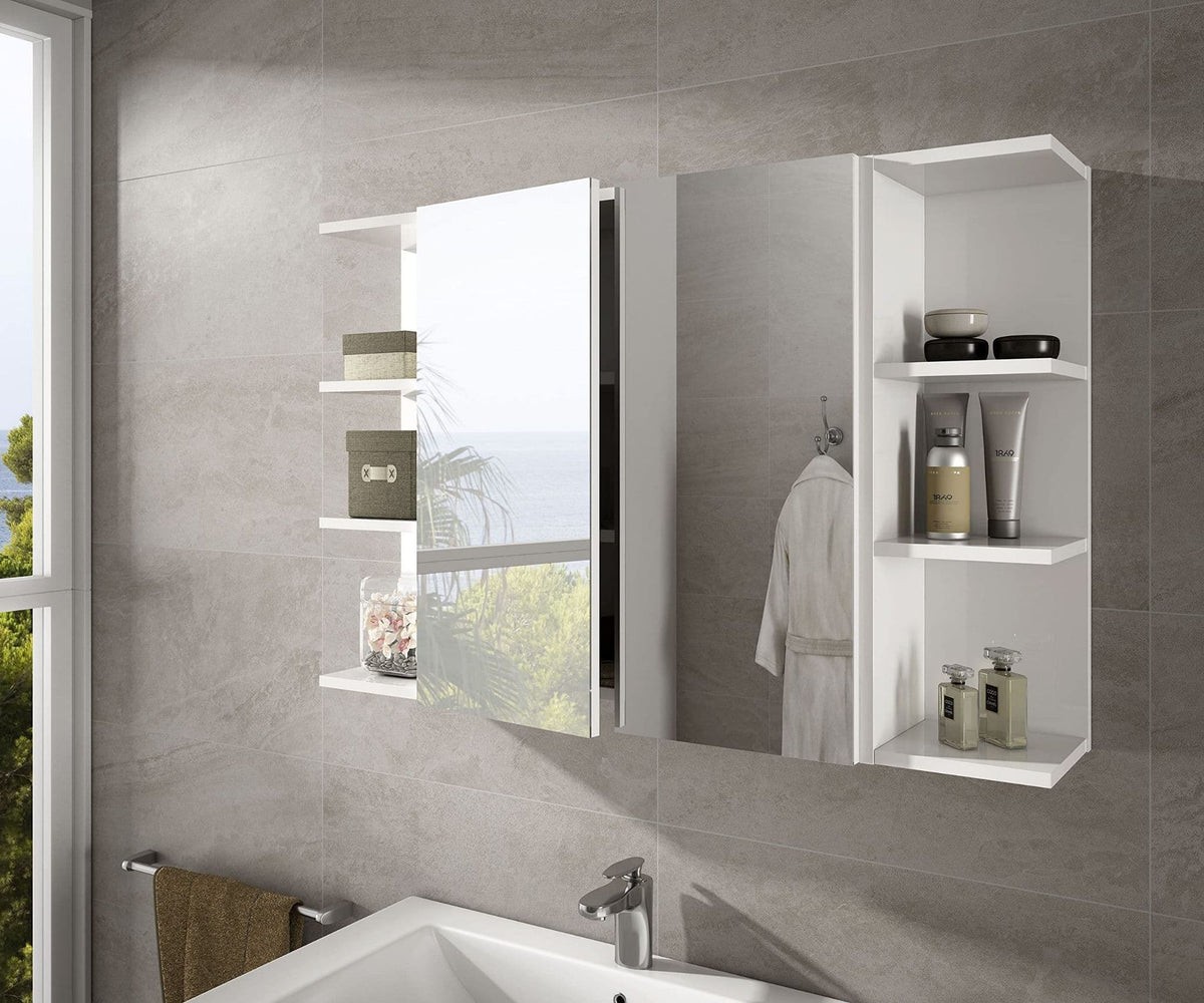 Mancini 600mm White And Mirrored 2 Door Wall Mounted Bathroom Cabinet - 3224