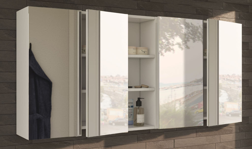 Mancini 600mm White And Mirrored 2 Door Wall Mounted Bathroom Cabinet - 3224