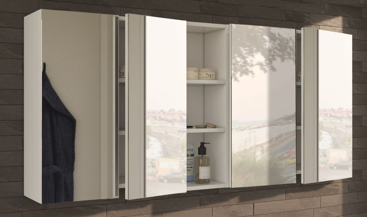 Mancini 600mm White And Mirrored 2 Door Wall Mounted Bathroom Cabinet - 3224