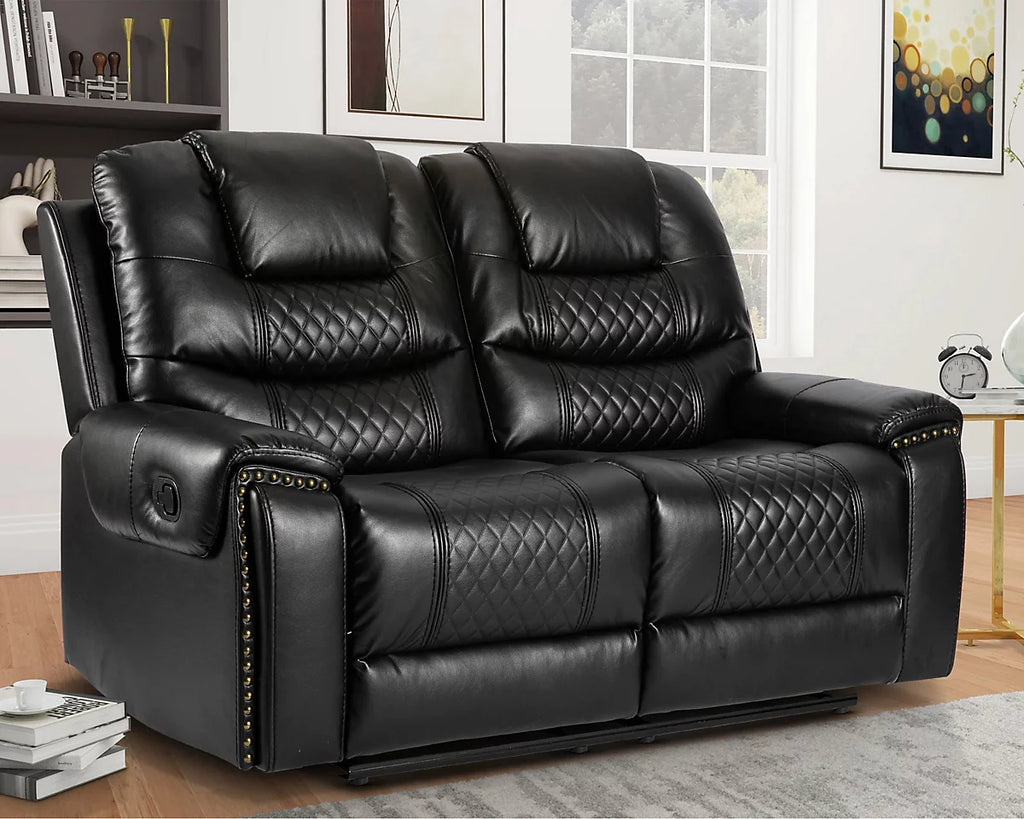 Stanley Manual Recliner Sofa Black 2 Seater
