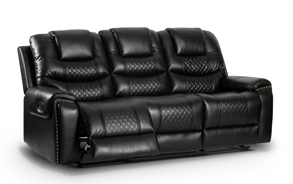 Stanley Manual Recliner Sofa Black 3 Seater