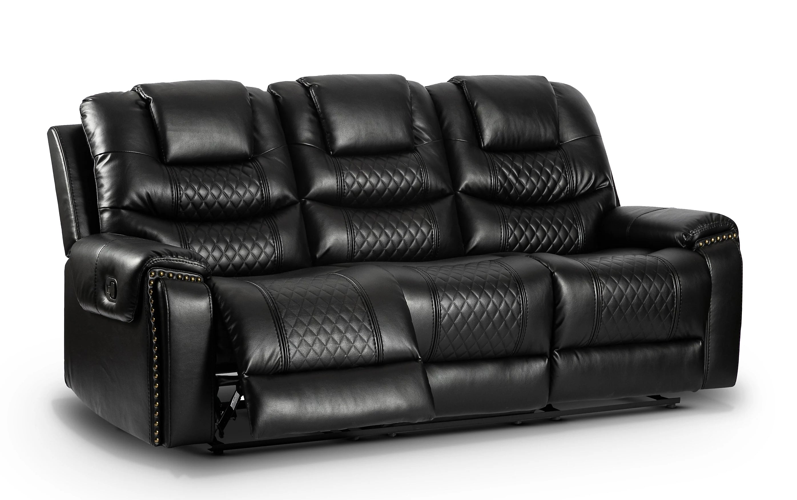 Stanley Manual Recliner Sofa Black 3 Seater