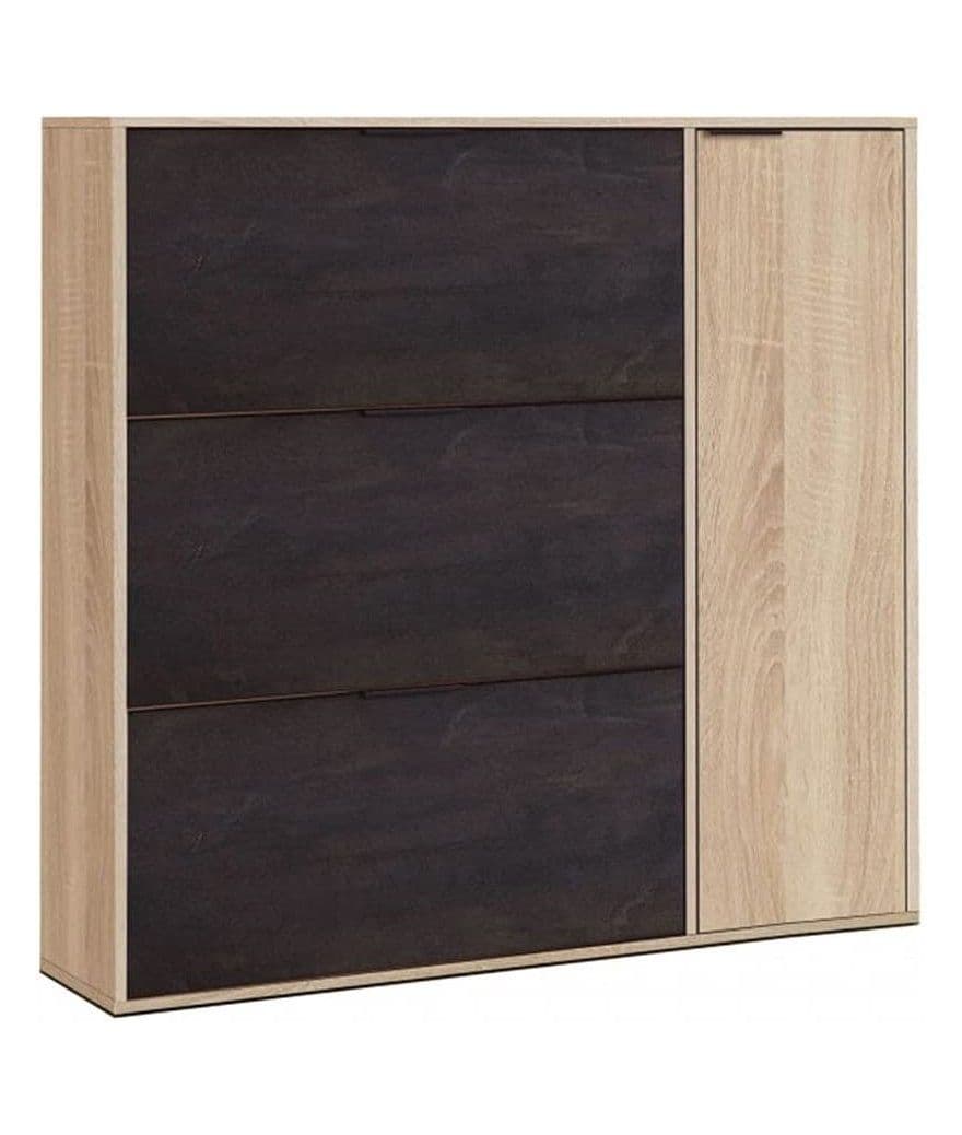 Marcos Oak Effect And Oxido Dark Brown Shoe Cabinet with 4 Doors - 3232