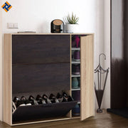 Marcos Oak Effect And Oxido Dark Brown Shoe Cabinet with 4 Doors - 3232