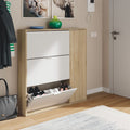 Marcos Oak Effect And White Shoe Cabinet with 4 Doors - 3233