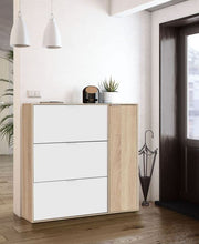 Marcos Oak Effect And White Shoe Cabinet with 4 Doors - 3233