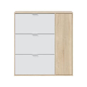 Marcos Oak Effect And White Shoe Cabinet with 4 Doors - 3233