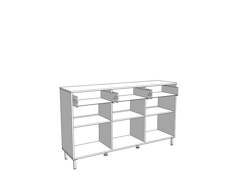 Martinique Artisan Oak Effect Slatted And Black 3 Door Sideboard - 11013359