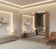Melphis Mirrored And Oak Effect 240cm Sliding Door Wardrobe P8DSMLBL