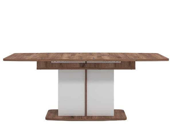 Merlot White Gloss And Warm Oak Extending Dining Table - 11012067