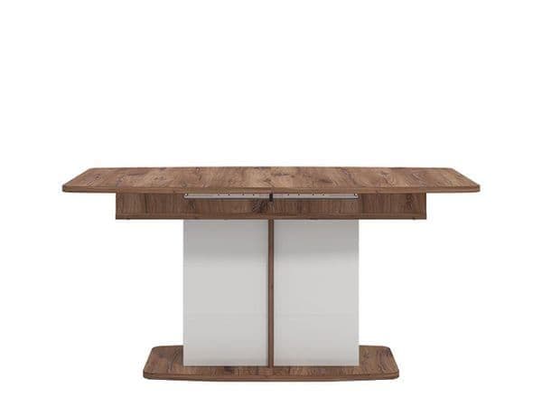 Merlot White Gloss And Warm Oak Extending Dining Table - 11012067