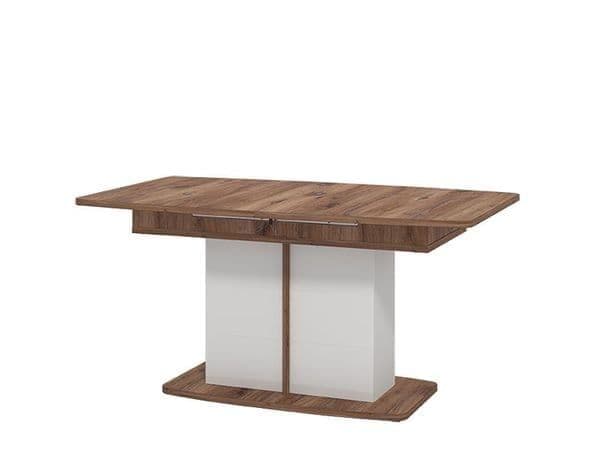 Merlot White Gloss And Warm Oak Extending Dining Table - 11012067