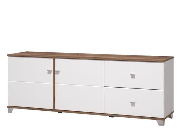 Merlot White Gloss And Warm Oak TV Unit Cabinet - 11012060