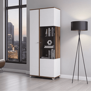 Merlot White High Gloss And Oak Effect Display Cabinet - 11012062