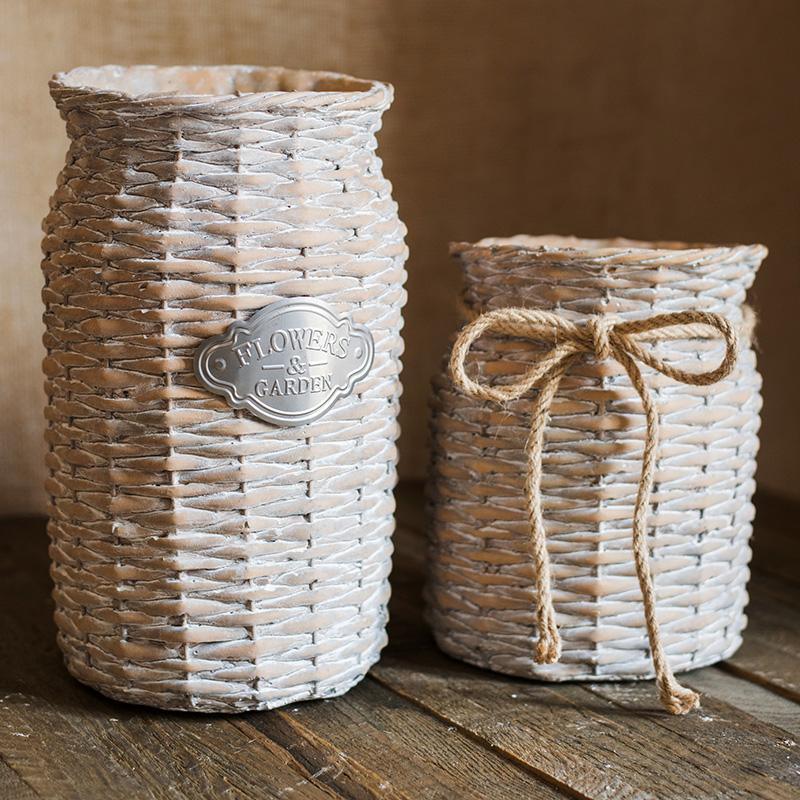 MI37 A Set Of Two Rattan Outdoor Plant Stands-Weilai Concept-Weilai Concept