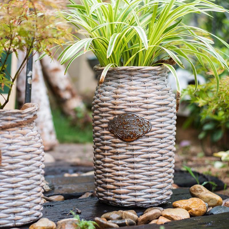 MI37 A Set Of Two Rattan Outdoor Plant Stands-Weilai Concept-Weilai Concept