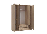 Miami Sonoma Oak Effect 4 Door 2 Drawer Wardrobe - 11008719