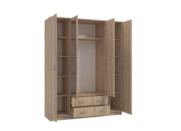 Miami Sonoma Oak Effect 4 Door 2 Drawer Wardrobe - 11008719