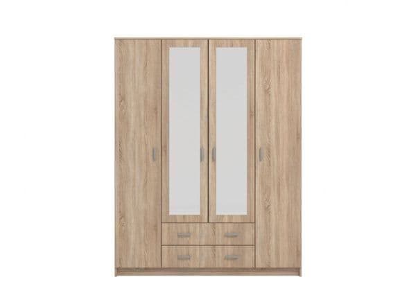 Miami Sonoma Oak Effect 4 Door 2 Drawer Wardrobe - 11008719