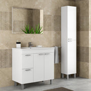 Milano Tall Narrow Bathroom Cupboard White Gloss - 2480