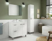 Milano White Gloss 2 Door 2 Drawer Bathroom Vanity Cabinet with Sink And Mirror - 305450BO