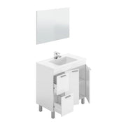 Milano White Gloss 2 Door 2 Drawer Bathroom Vanity Cabinet with Sink And Mirror - 305450BO
