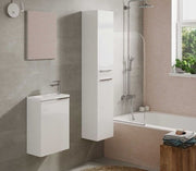 Milano White Gloss 2 Door Wall Mounted Floating Bathroom Storage Cupboard - 3230