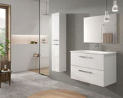 Milano White Gloss 2 Door Wall Mounted Floating Bathroom Storage Cupboard - 3230
