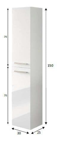 Milano White Gloss 2 Door Wall Mounted Floating Bathroom Storage Cupboard - 3230