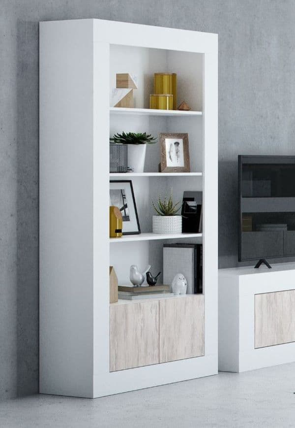 Montreal White And Wood Effect Tall Bookcase – 3076