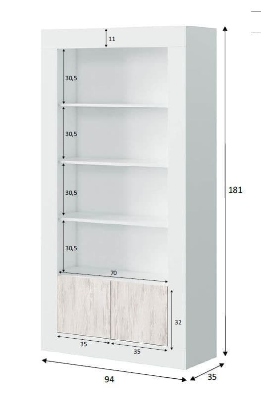 Montreal White And Wood Effect Tall Bookcase – 3076