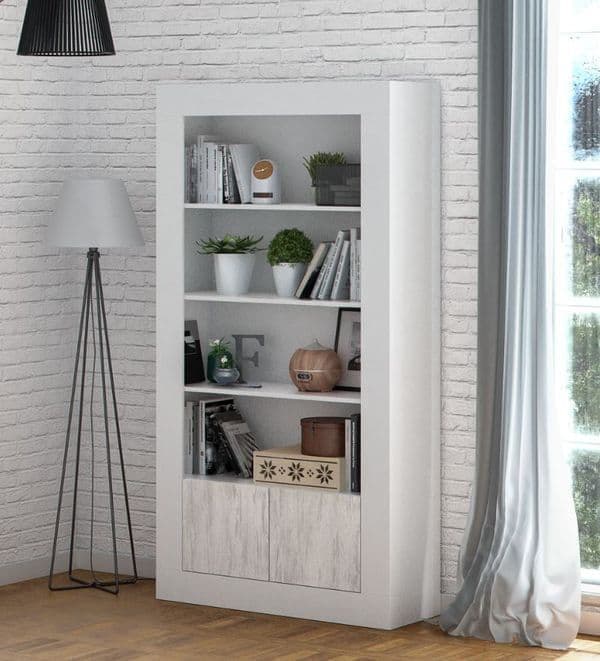 Montreal White And Wood Effect Tall Bookcase – 3076
