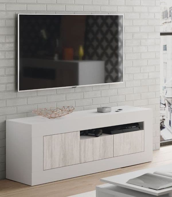 Montreal White And Wood Effect TV Unit – 3075